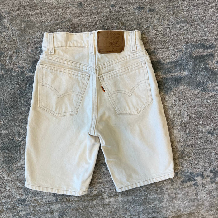 Vintage Levi's Ecru 550 Relaxed Fit Slim Orange Tab Jean Shorts 8