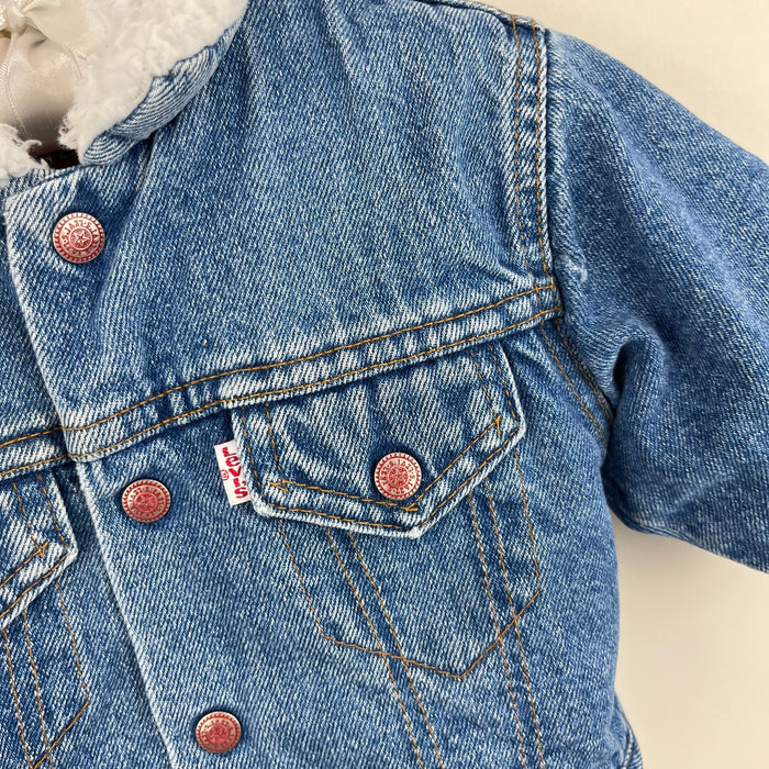 Vintage Levi's Sherpa Lined Denim Trucker Jacket 12 Months USA