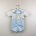 Vintage Monday's Child Blue Stripe Buster Suit Romper 24 Months USA