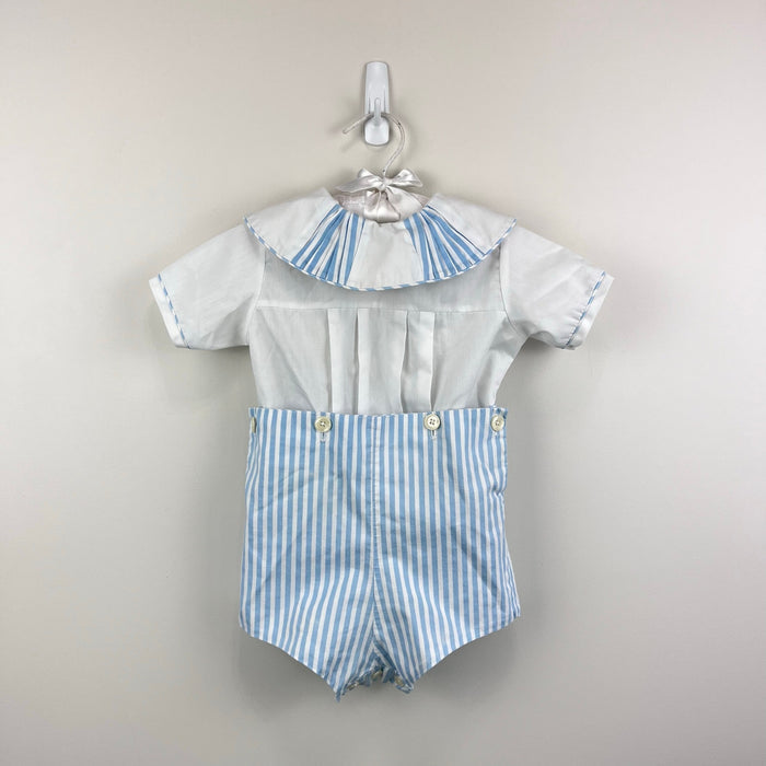 Vintage Monday's Child Blue Stripe Buster Suit Romper 24 Months USA
