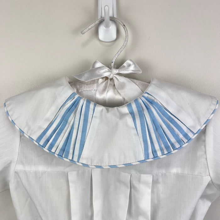 Vintage Monday's Child Blue Stripe Buster Suit Romper 24 Months USA