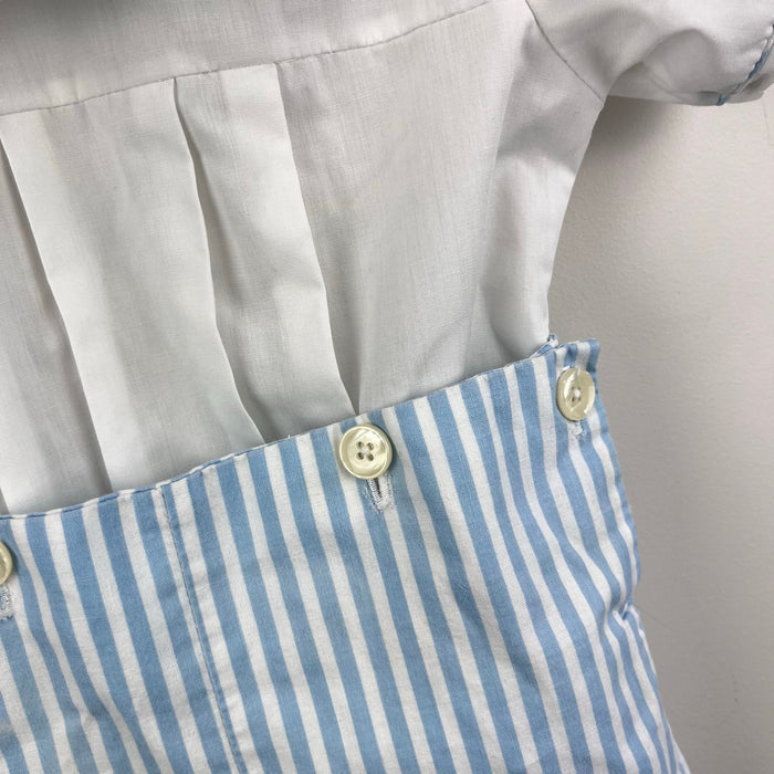 Vintage Monday's Child Blue Stripe Buster Suit Romper 24 Months USA