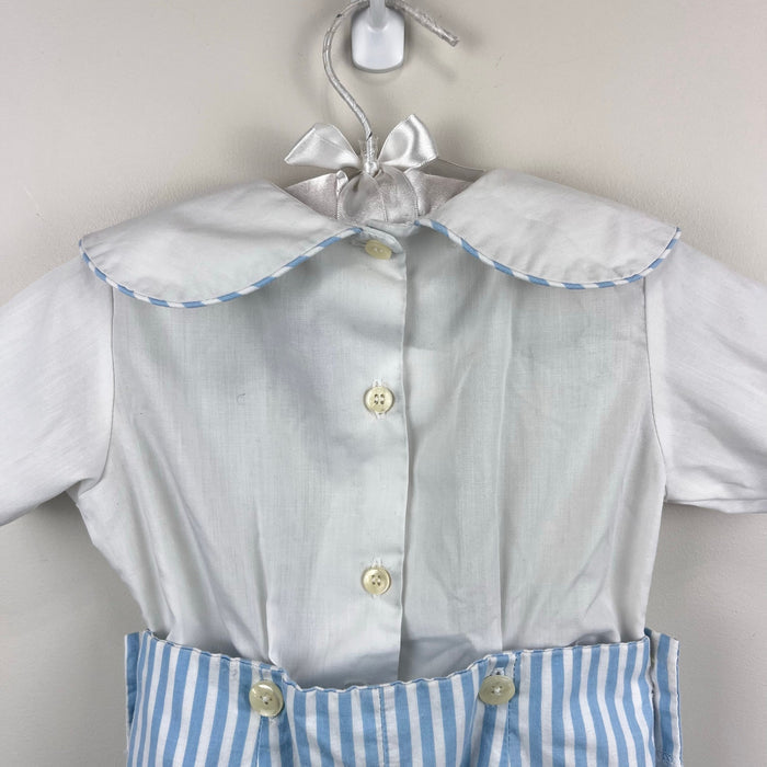 Vintage Monday's Child Blue Stripe Buster Suit Romper 24 Months USA
