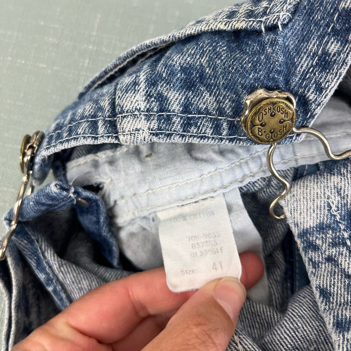 Vintage OshKosh B'gosh Acid Wash Denim Smiley Shortalls 4T USA