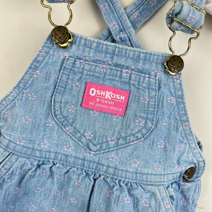 Vintage OshKosh B'gosh Blue Floral Jumper Dress 18 Months USA