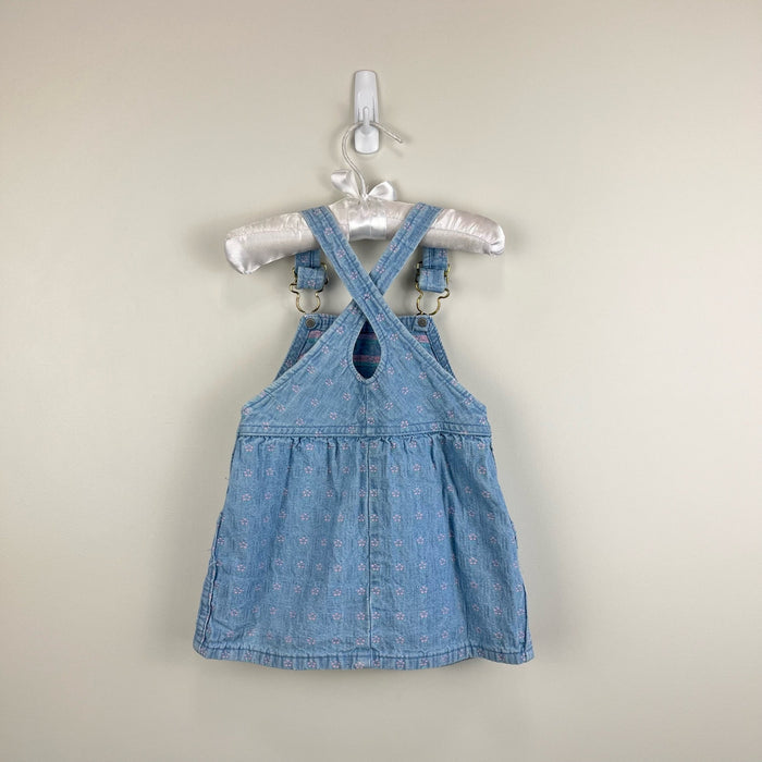 Vintage OshKosh B'gosh Blue Floral Jumper Dress 18 Months USA