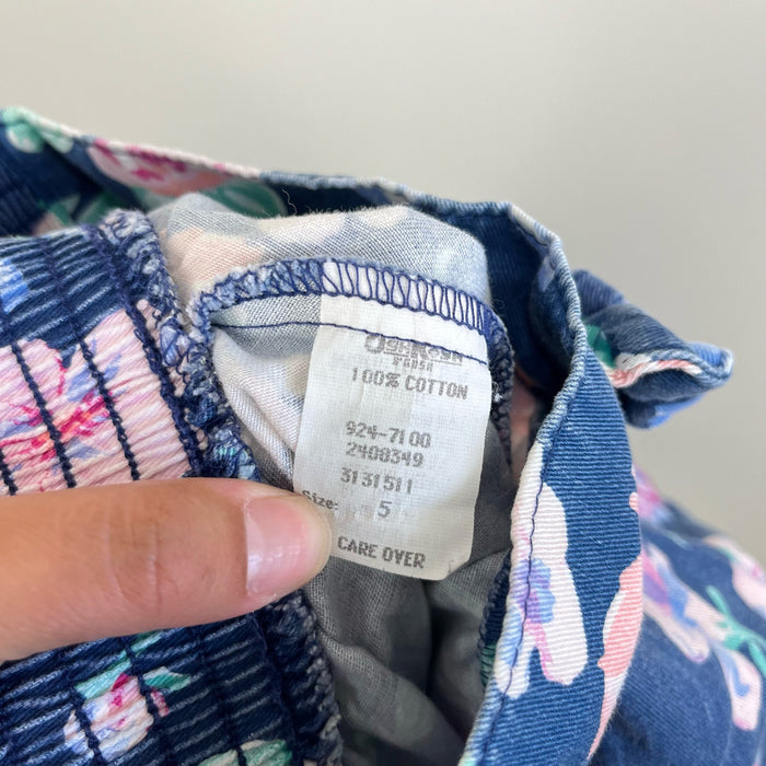 Vintage OshKosh B'gosh Navy Floral Skirt 5T USA