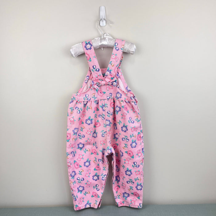 Vintage OshKosh B'gosh Pink Floral Bow Overalls 3T USA