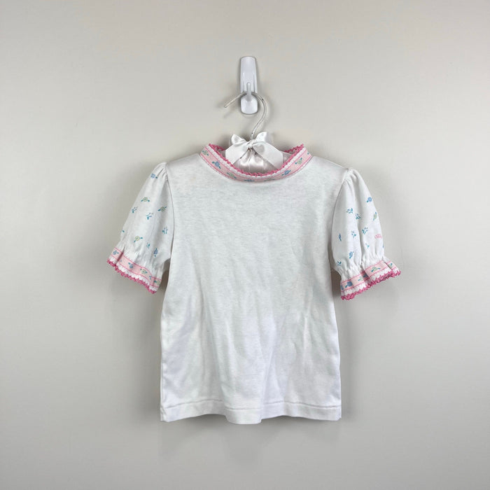 Vintage OshKosh B'gosh Pink Floral Bow Overalls Jumper Set 5T USA