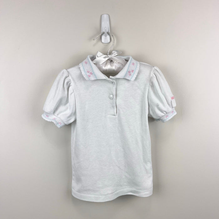 Vintage OshKosh B'gosh Short Sleeve White Flower Top 4T USA