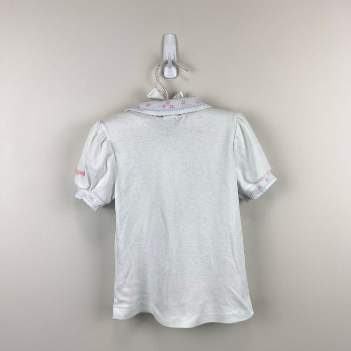 Vintage OshKosh B'gosh Short Sleeve White Flower Top 4T USA