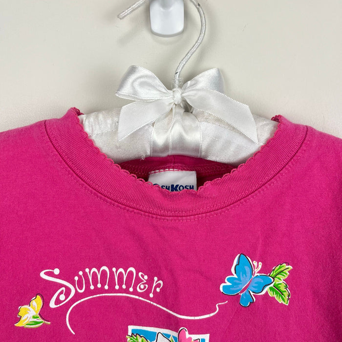 Vintage OshKosh B'gosh Tropical Butterfly Pink Tee Shirt 6 USA