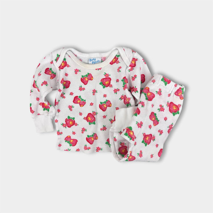 Vintage OshKosh B'gosh Waffle Knit Strawberry Outfit 12 Months