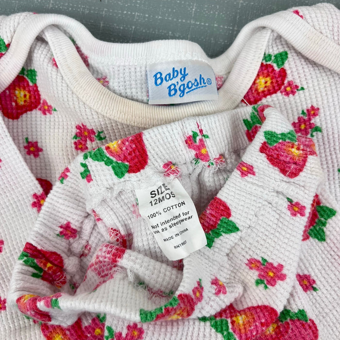 Vintage OshKosh B'gosh Waffle Knit Strawberry Outfit 12 Months