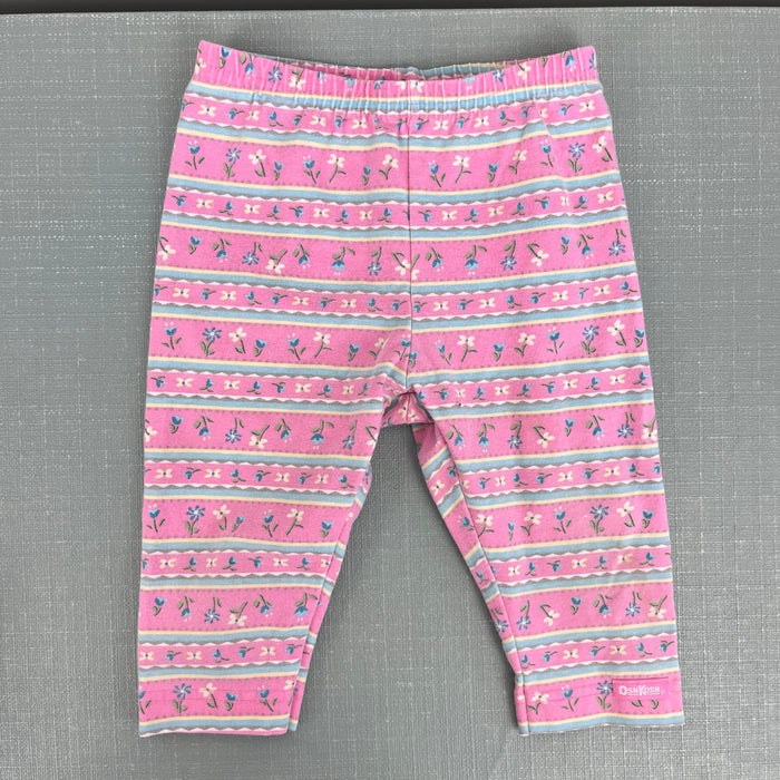 Vintage OshKosh Pink Floral Leggings 12 Months USA