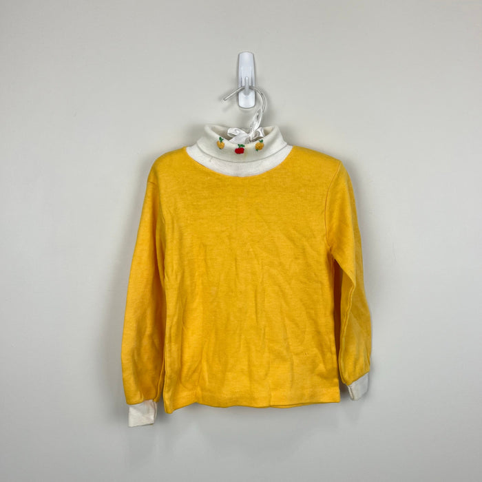 Vintage Sears Yellow Fruit Turtleneck Medium 4-5