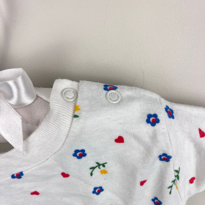 Vintage Short Sleeve White Floral Heart T-Shirt 18 Months