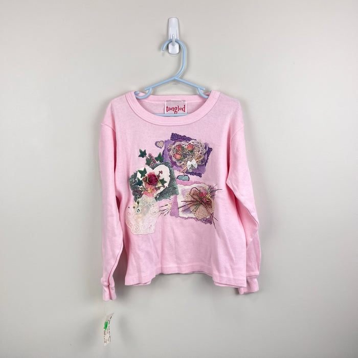 Vintage Tangled Long Sleeve Pink Flower Bouquet T-Shirt 8 USA NWT