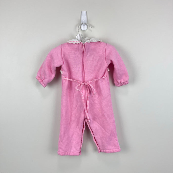 Vintage Thomas Pink Ruffle Animal Train Coverall Romper 3-6 Months