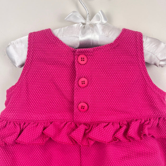 Vintage Tiny Toes Pink Ruffle Bow Romper 12 Months
