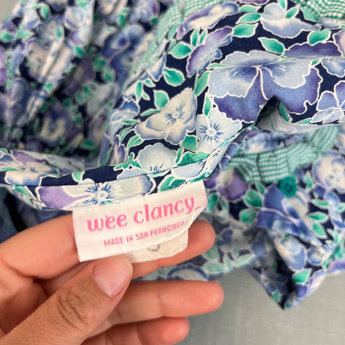 Vintage Wee Clancy Katie Pansy Blue Floral Ruffle Dress 8 USA