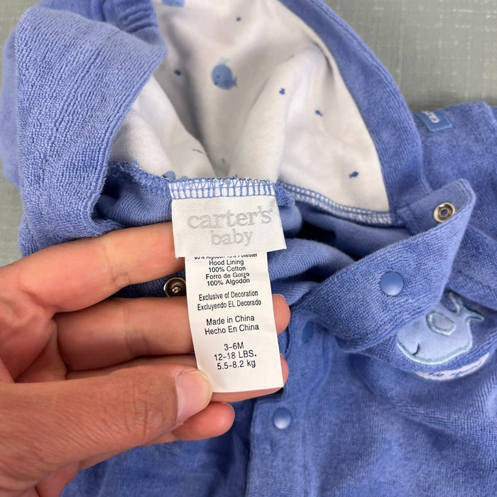 Vintage Y2K Carter's Blue Whale Terry Romper 3-6 Months