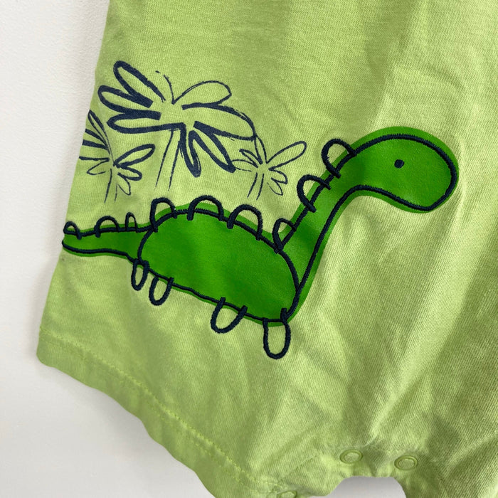 Vintage Y2K Carters Green Dinosaur Shortall Romper 24 Months