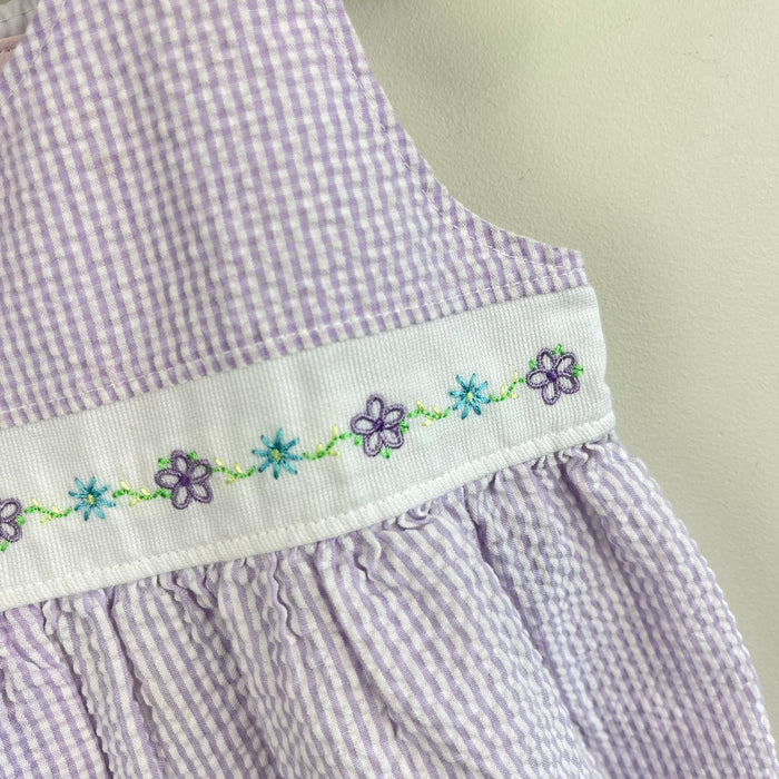Vintage Y2K Carter's Purple Seersucker Stripe Flower Romper 18 Months