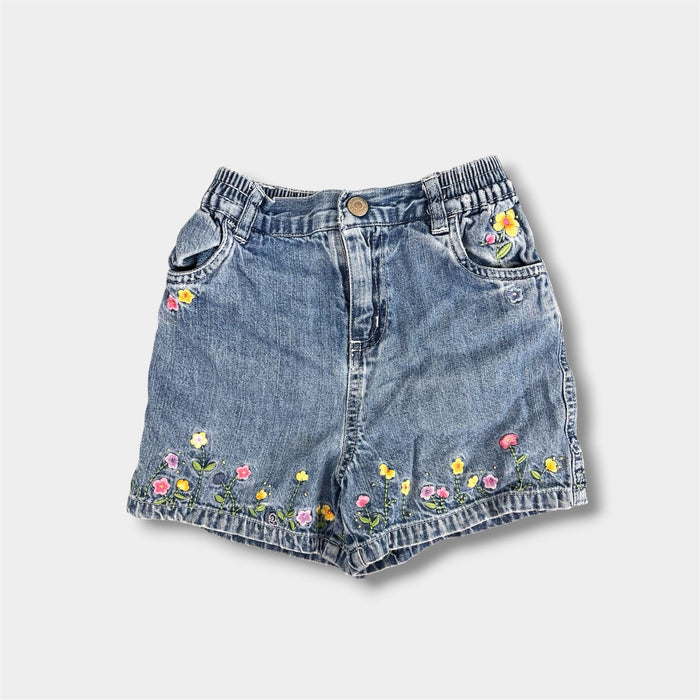 Vintage Y2K Embroidered Flower Denim Shorts XL 18-24 Months
