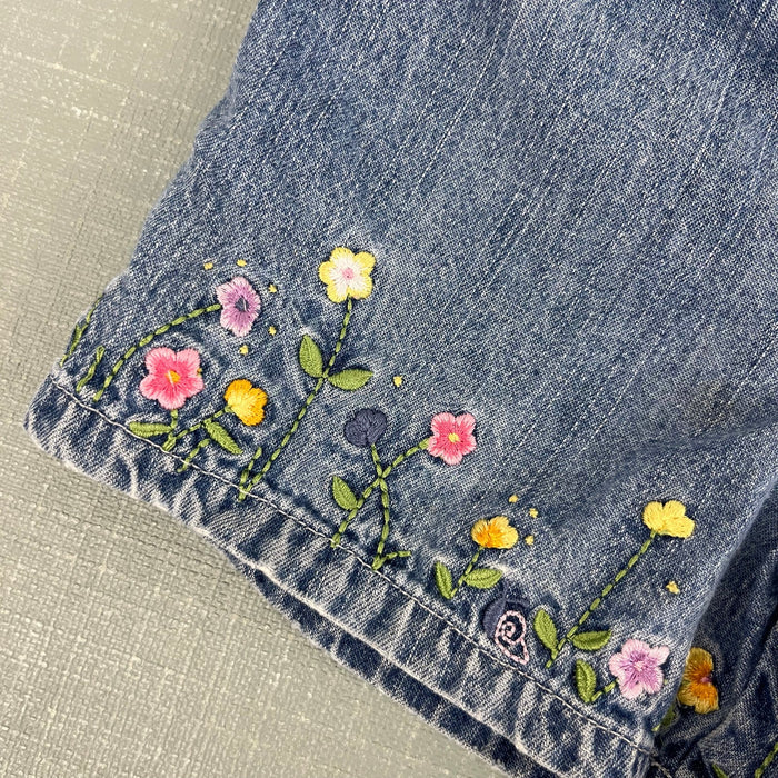 Vintage Y2K Embroidered Flower Denim Shorts XL 18-24 Months