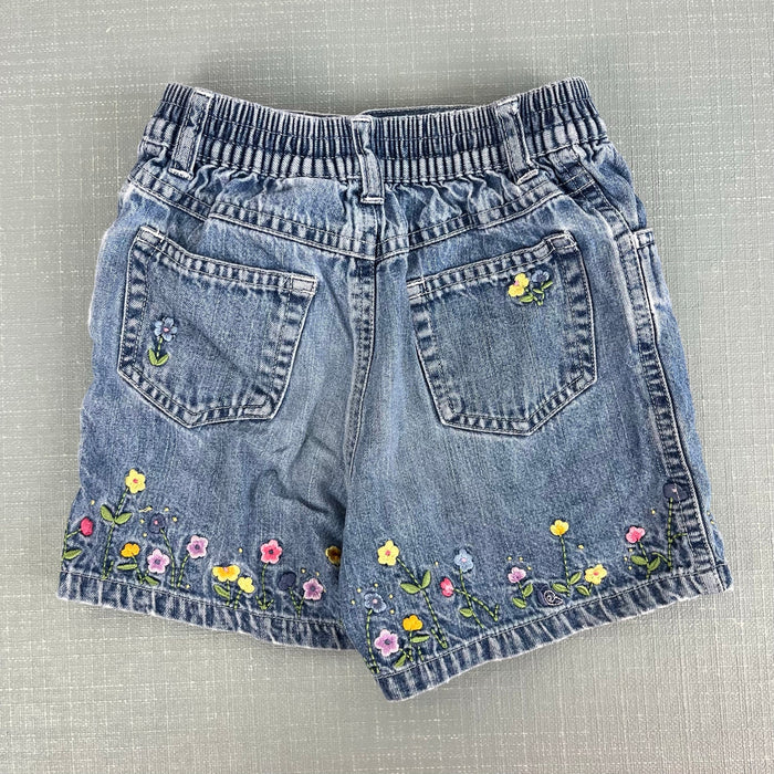 Vintage Y2K Embroidered Flower Denim Shorts XL 18-24 Months