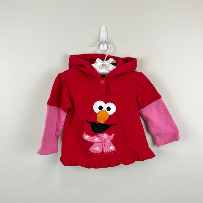 Vintage Y2K Sesame Street Red Pink Elmo Hoodie 18 Months