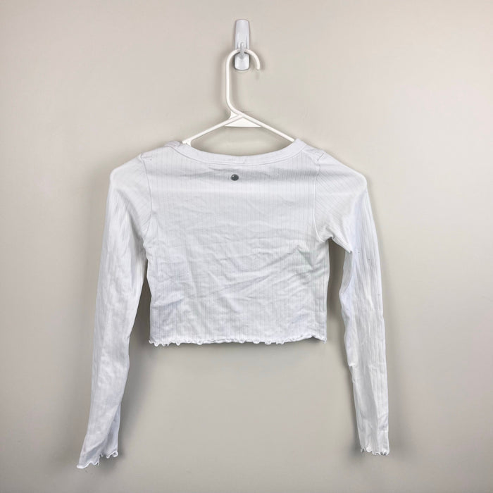 Yogalicious Girls Long Sleeve Rib Crop Top White M 10